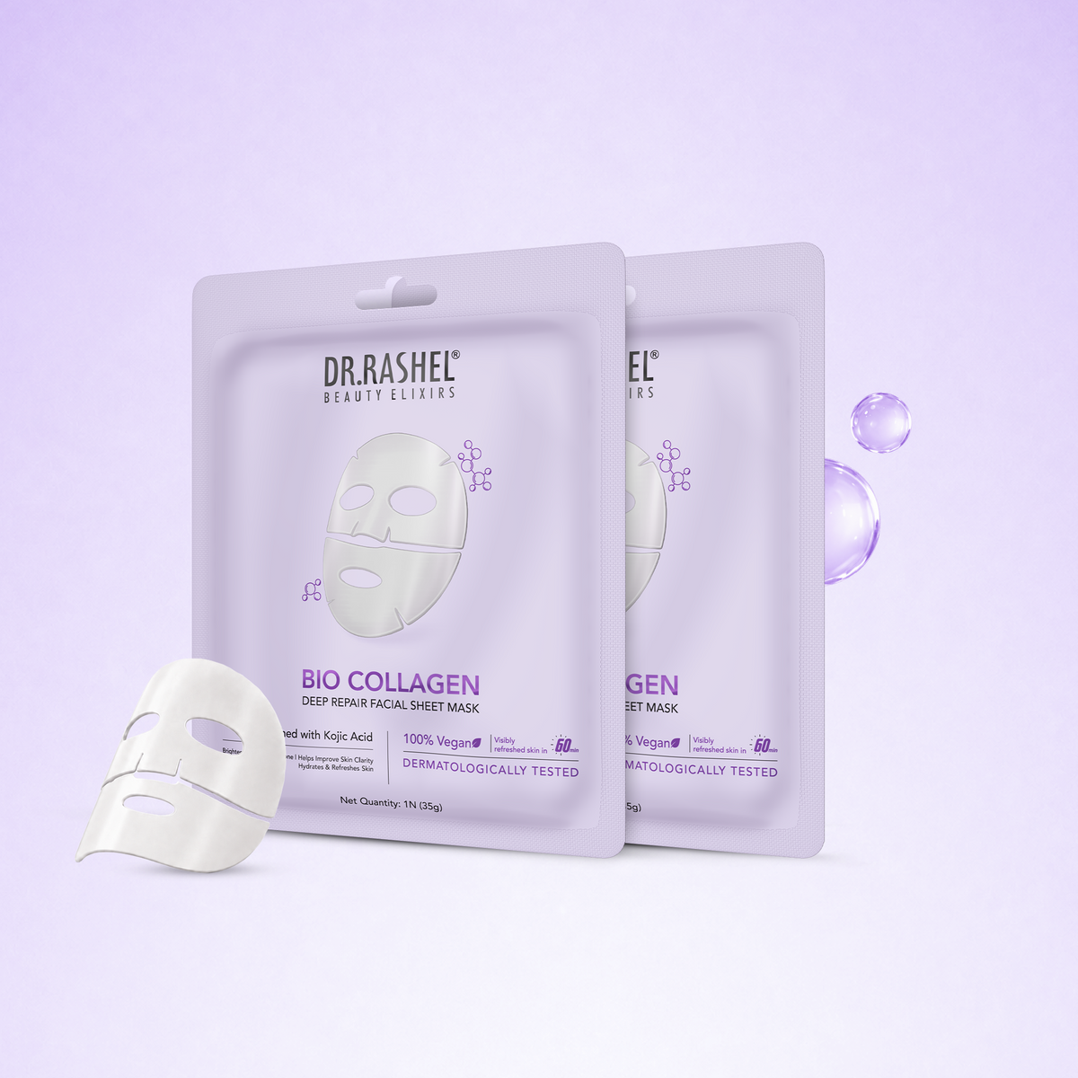 Bio Collagen Deep Facial Mask with Kojic Acid Pack Of 2