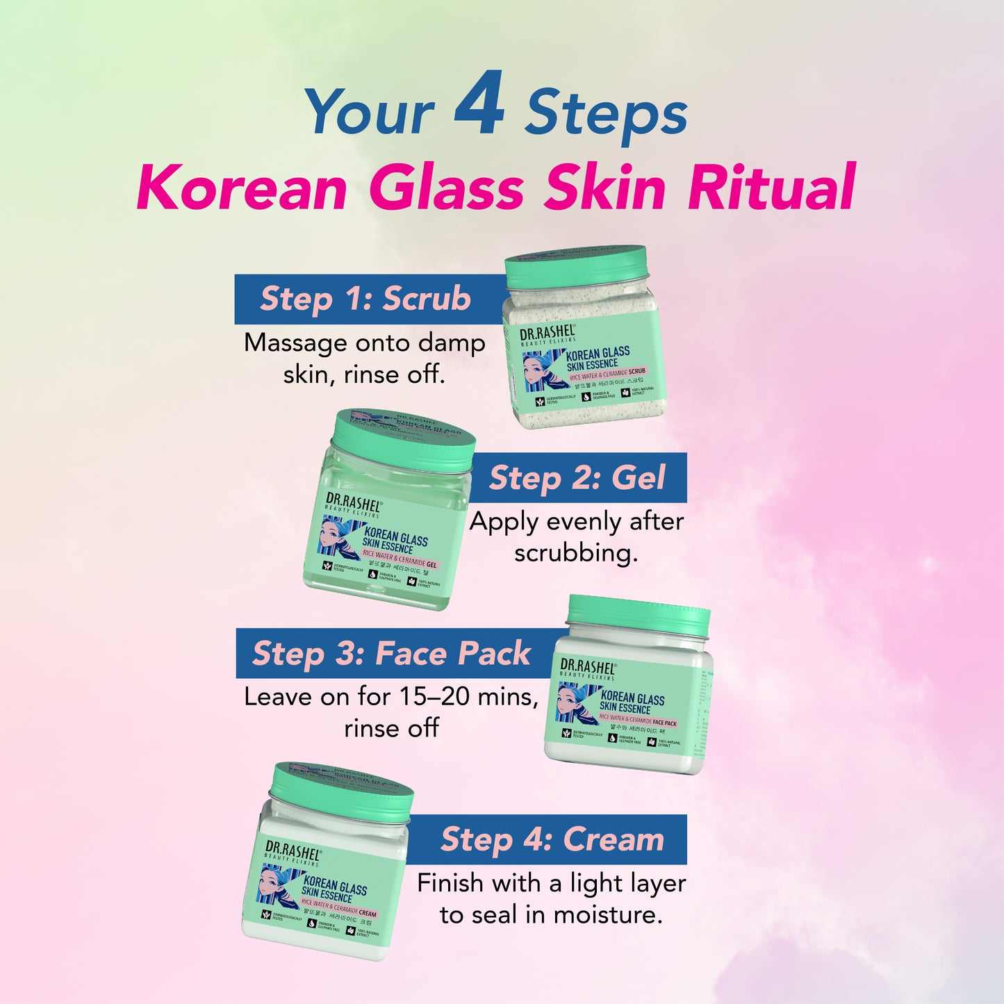 Korean Glass Skin Essence Pack of 4 (1520 ml)