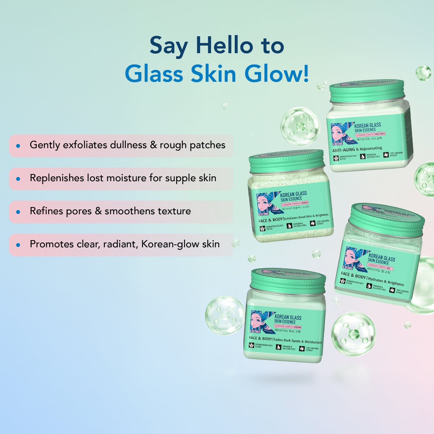 Korean Glass Skin Essence Pack of 4 Mini Jar (180ml).