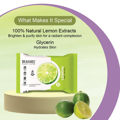 Lemon Face Wet Wipes Pack of 6