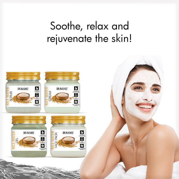 Rice Water Facial Pack of 4 ( Scrub, Gel, Cream & Facepack) - 1520 ml