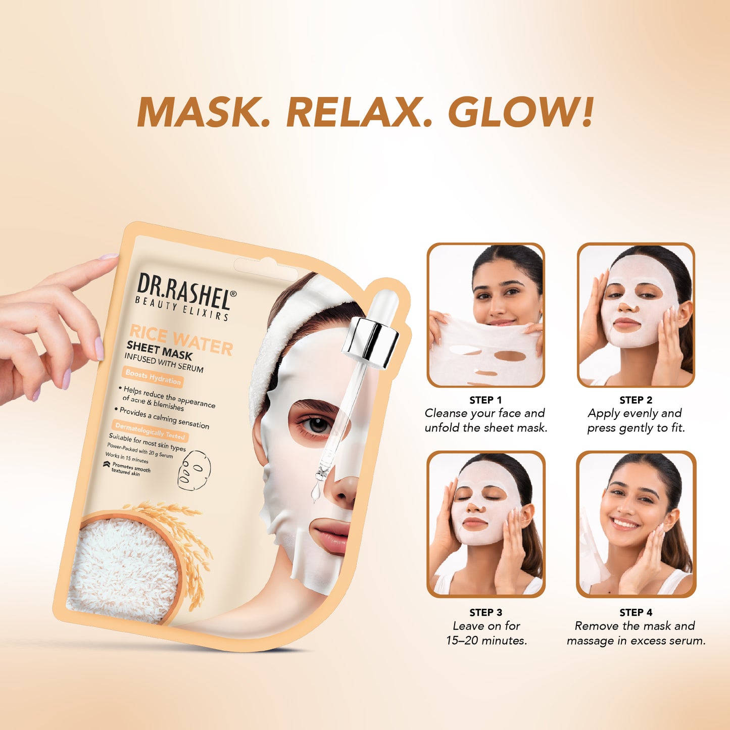 Rice Water Sheet Mask with Serum Pack of 2