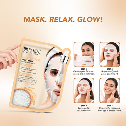 Rice Water Sheet Mask with Serum Pack of 2