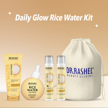 Rice Water Glow & Brightening Skincare Combo | Face Wash, Serum, Day Cream & Night Cream