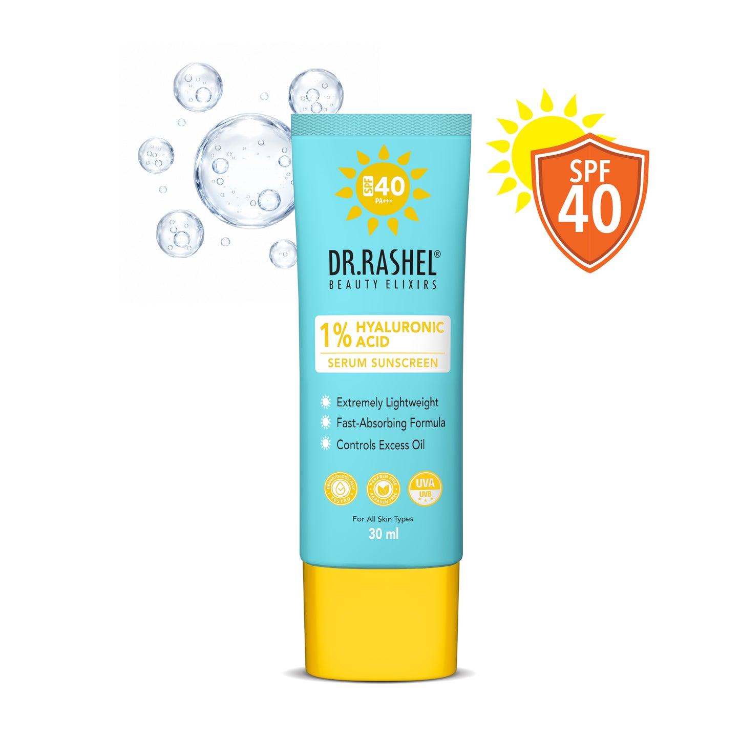 DR.Rashel Serum Sunscreen SPF 40 PA+++ with 1% Hyaluronic Acid