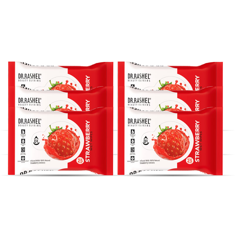 Strawberry Face Wet Wipes Pack of 6