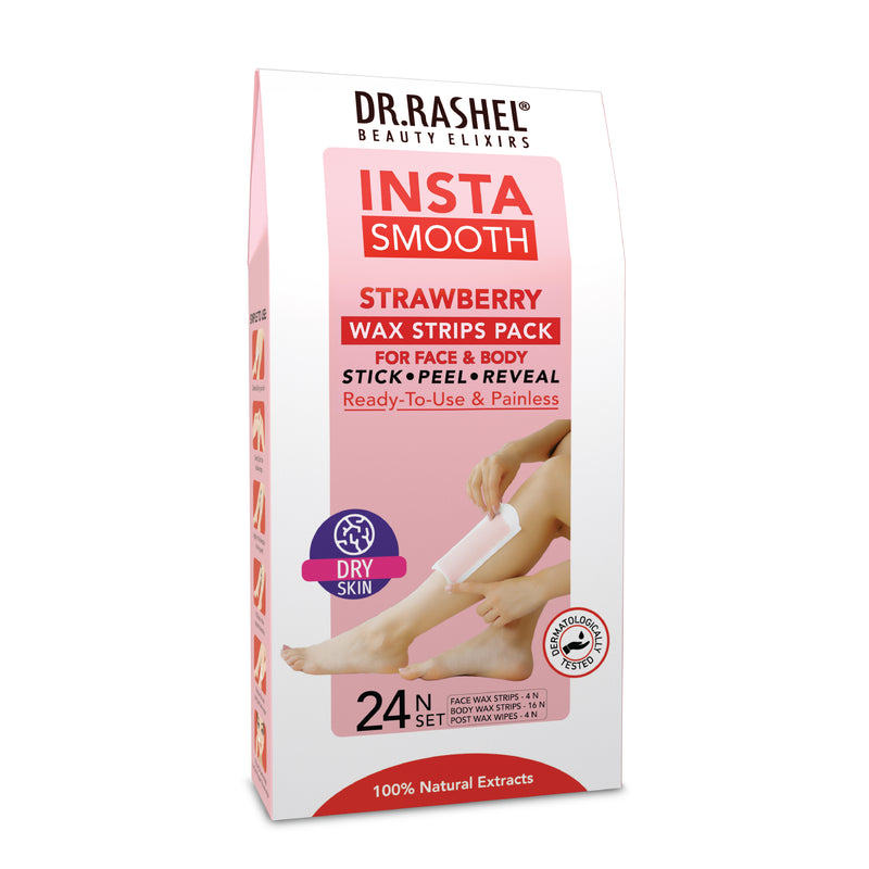 Insta Smooth Strawberry Wax Strips Pack for face and body.