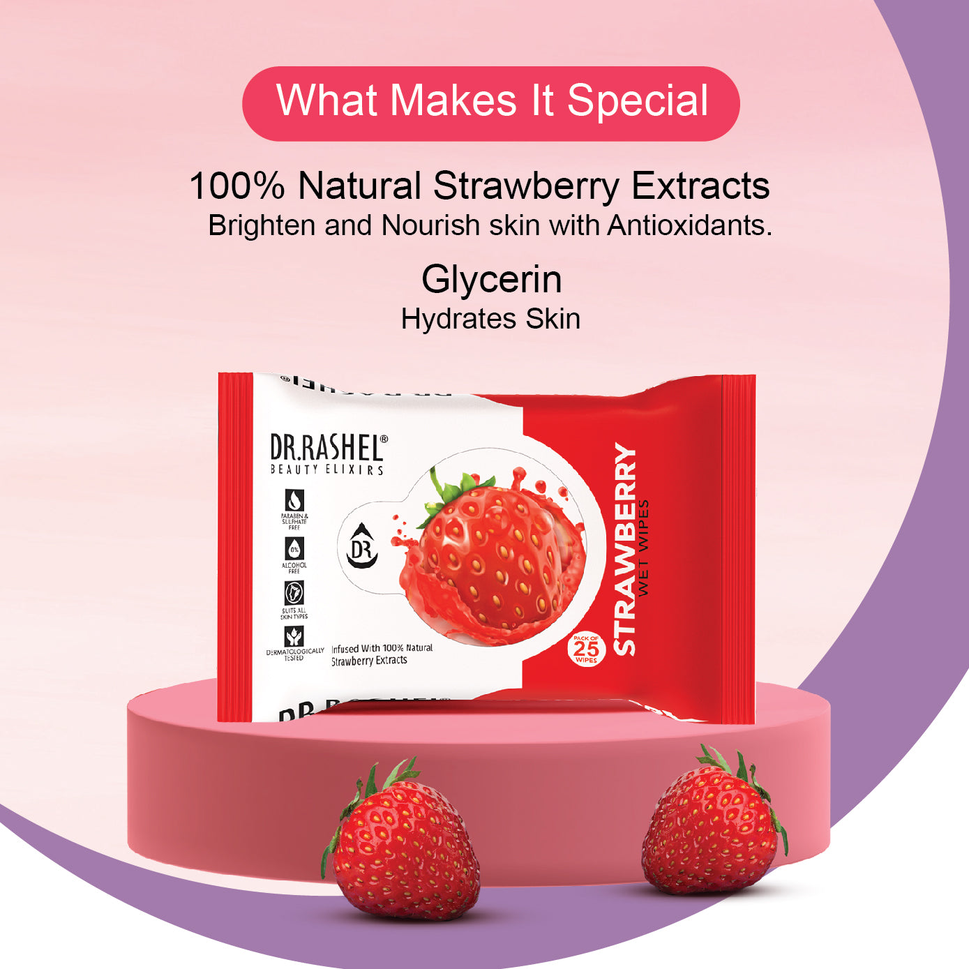 Strawberry Face Wet Wipes Pack of 6