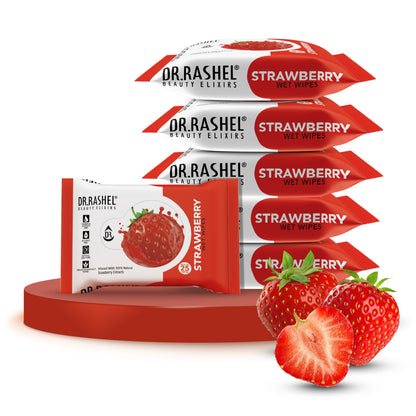 Strawberry Face Wet Wipes Pack of 6
