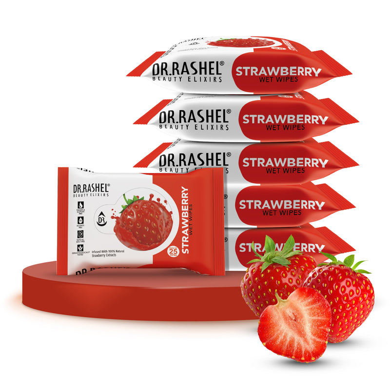 Strawberry Face Wet Wipes Pack of 6