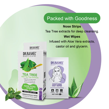 Tea Tree Nose Strips & Soothing Wet Wipes Combo Pack