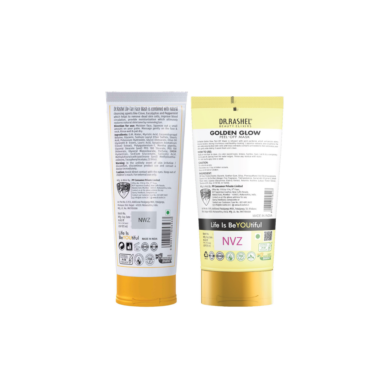 Dr.Rashel Detan Face Wash & Golden Peel Off Mask Combo