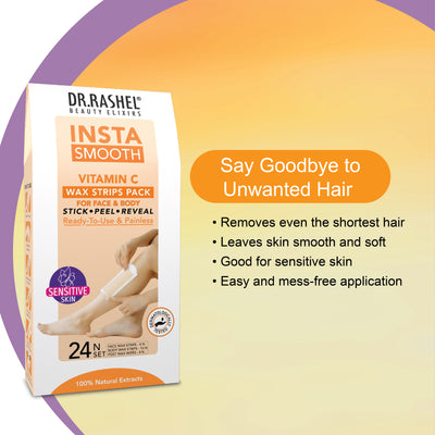 Insta Smooth Vitamin C Wax Strips Pack For Face & Body