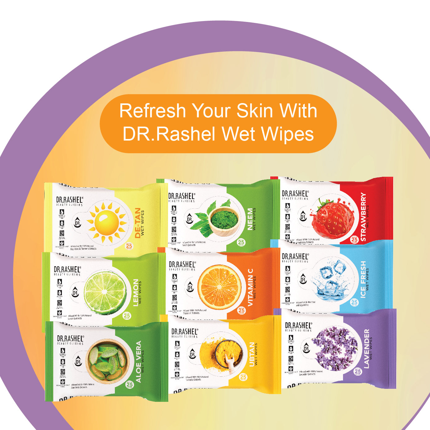 Vitamin C Face Wet Wipes Pack of 6