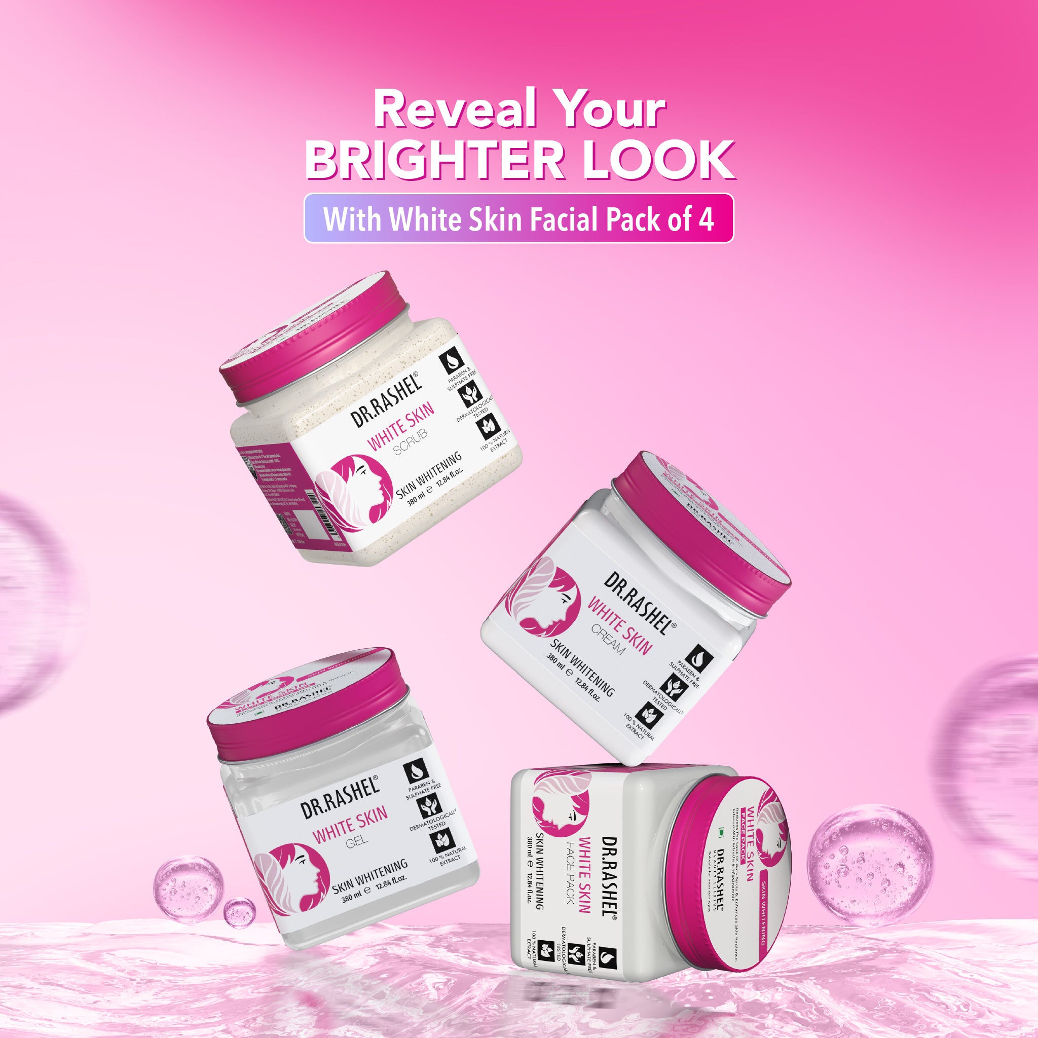 White Skin Facial Pack of 4 (scrub, Gel, Cream & Facepack) - 1520