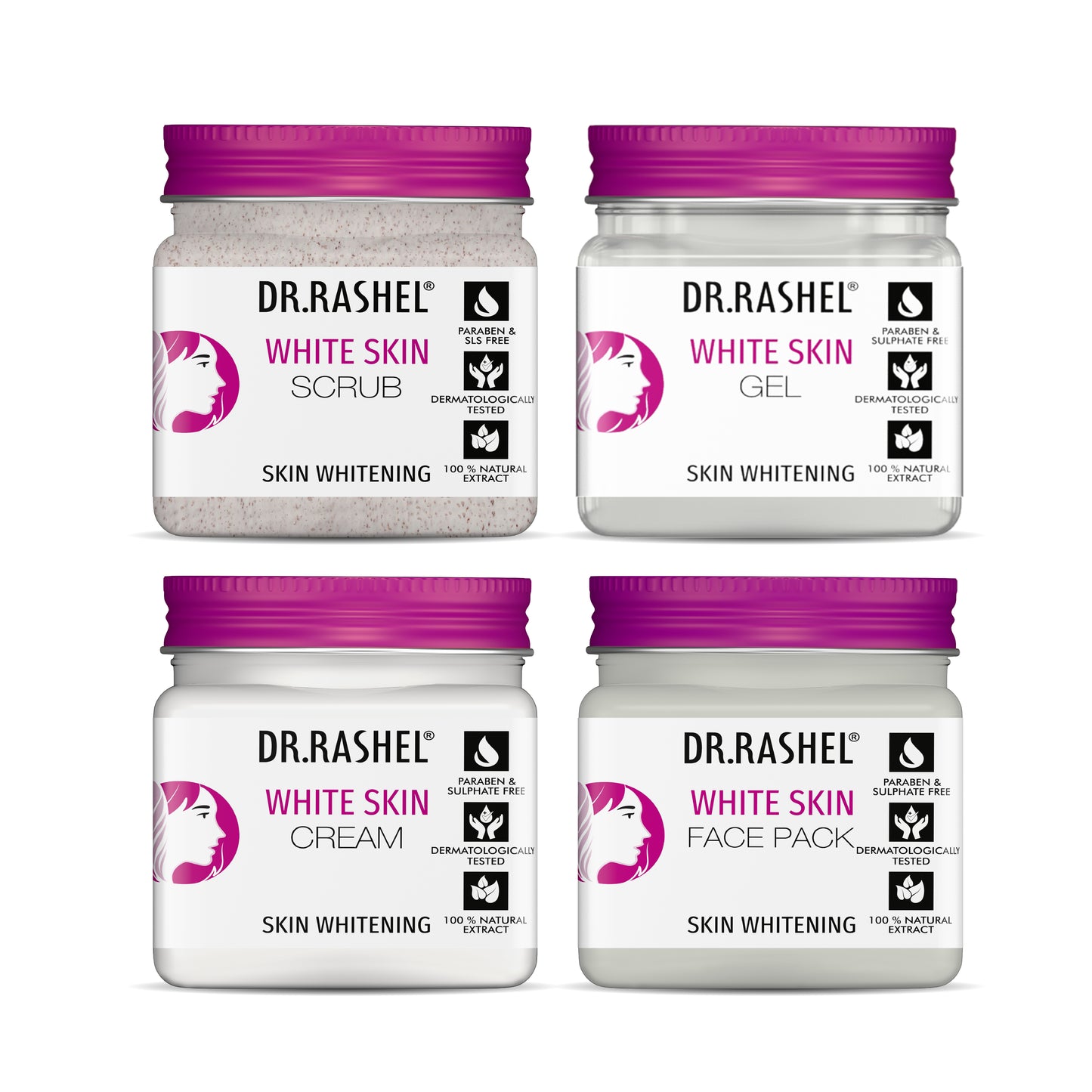 White Skin Pack of 4 Mini Jars (180ml)