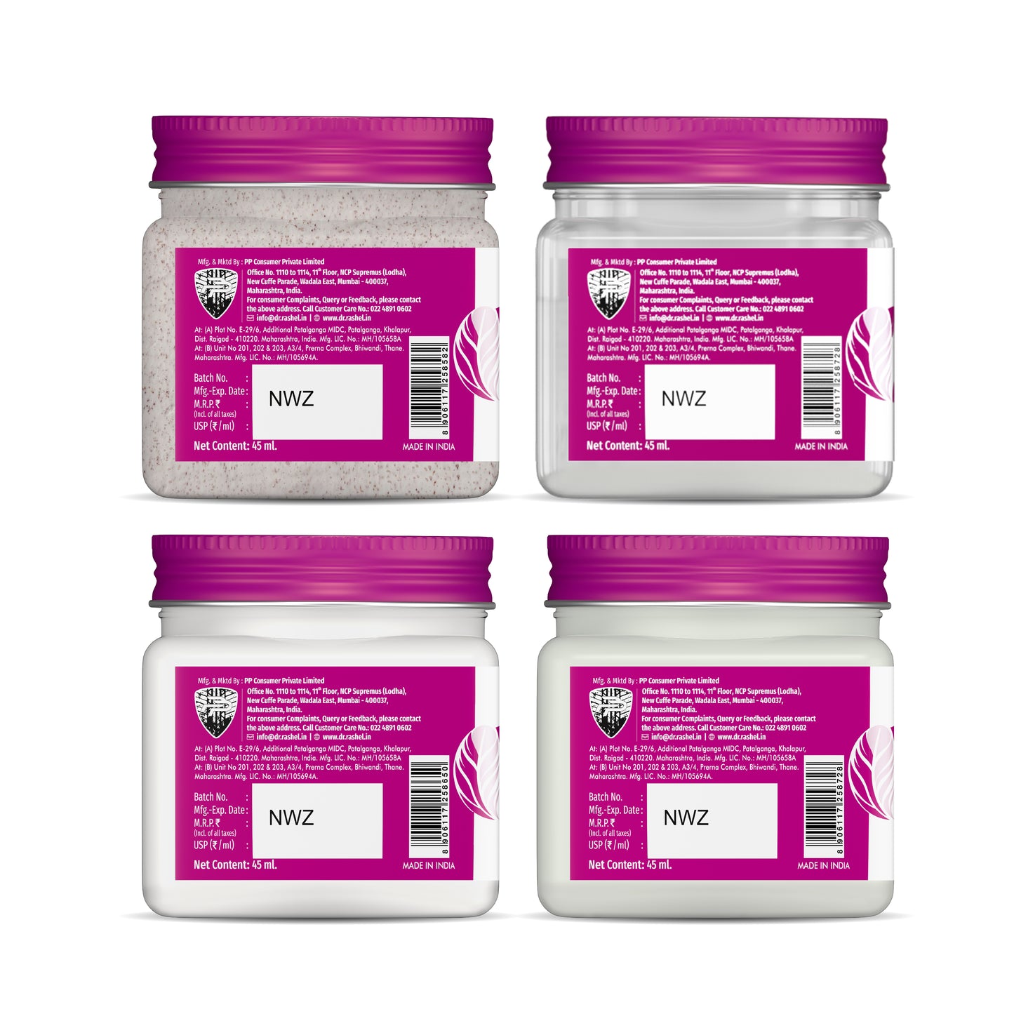 White Skin Pack of 4 Mini Jars (180ml)