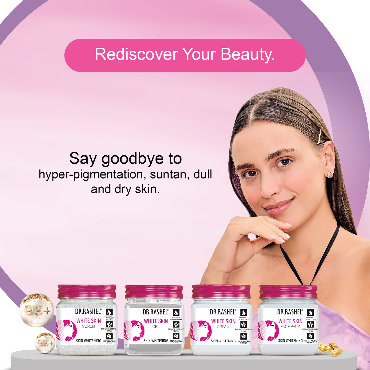 White Skin Pack of 4 (scrub, Gel, Cream & Facepack)