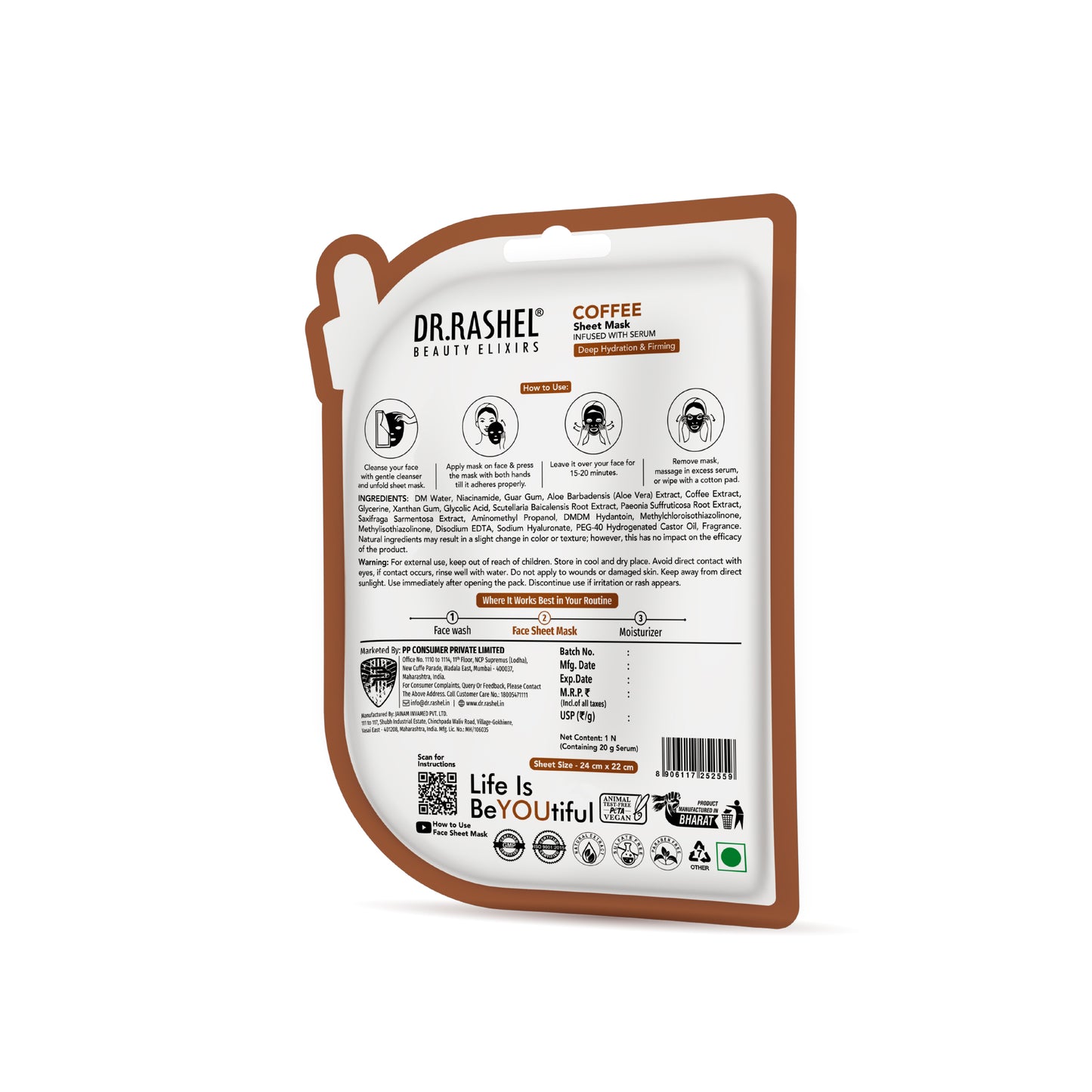 Coffee Sheet Mask with Serum Pack of 2