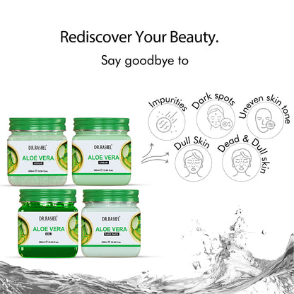 Aloe Vera Pack of 4 (scrub, Gel, Cream & Facepack)