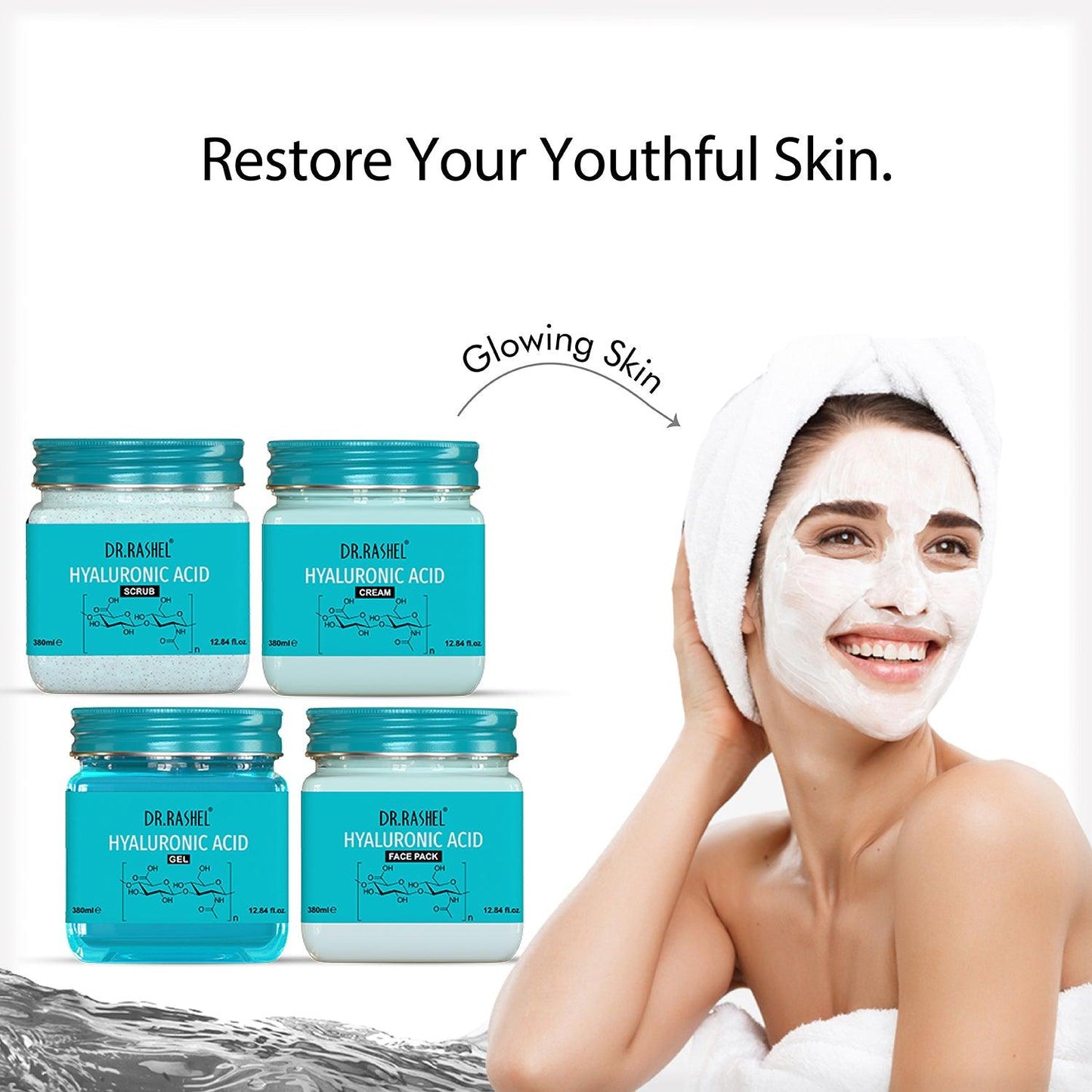 DR.RASHEL HYALURONIC ACID PACK OF 4 (SCRUB, GEL, CREAM & FACEPACK) - 1520 ML - Dr. Rashel