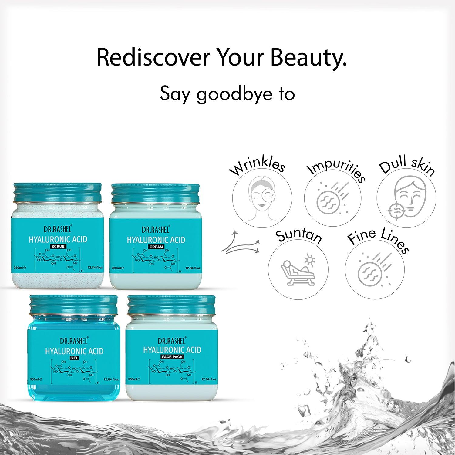 DR.RASHEL HYALURONIC ACID PACK OF 4 (SCRUB, GEL, CREAM & FACEPACK) - 1520 ML - Dr. Rashel